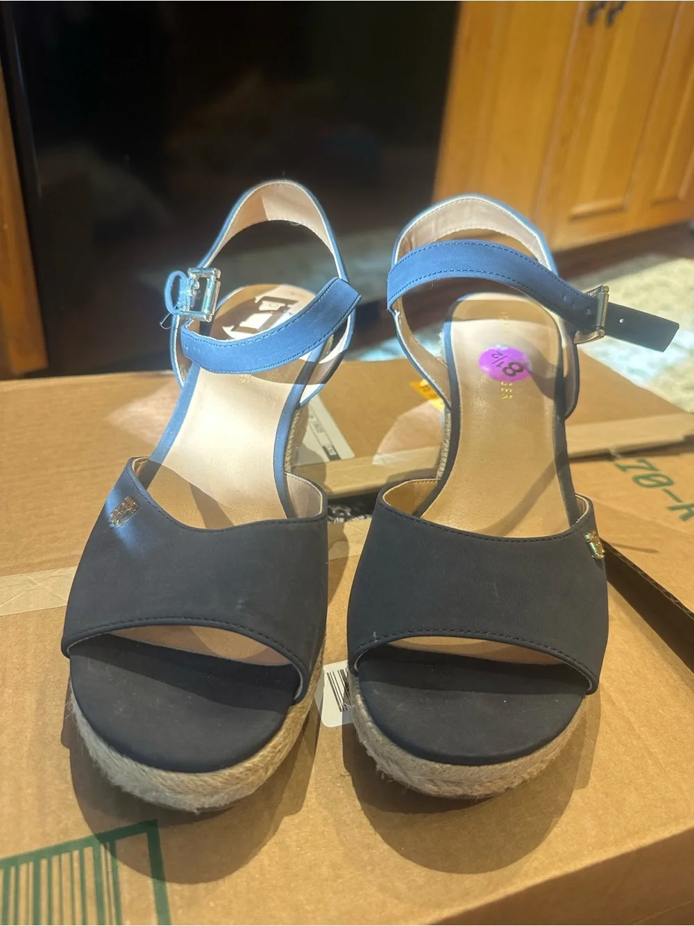 Tommy Hilfiger Black Espadrille Wedge Sandals